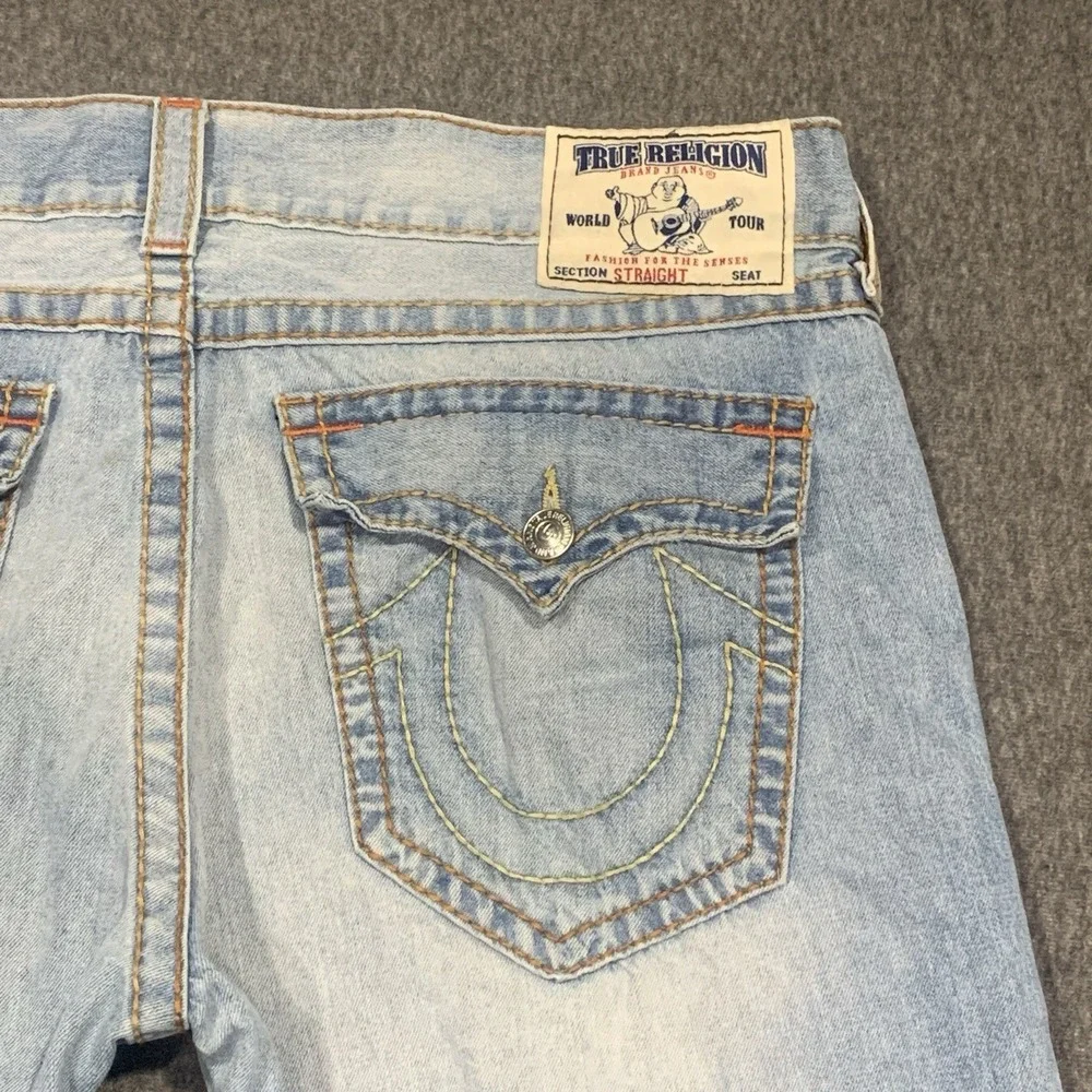 True Religion Big T World Tour Men's Straight Mid Rise Blue Denim Jeans 40x33